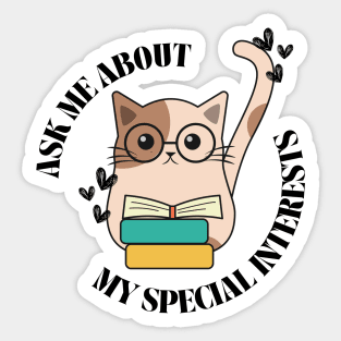 Cat with Books Sticker